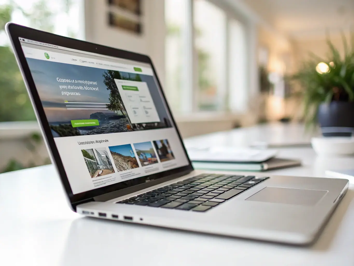 A modern, mobile-friendly HVAC website displayed on a laptop screen, highlighting search engine rankings and user-friendly design, showcasing the benefits of SEO-optimized website creation.