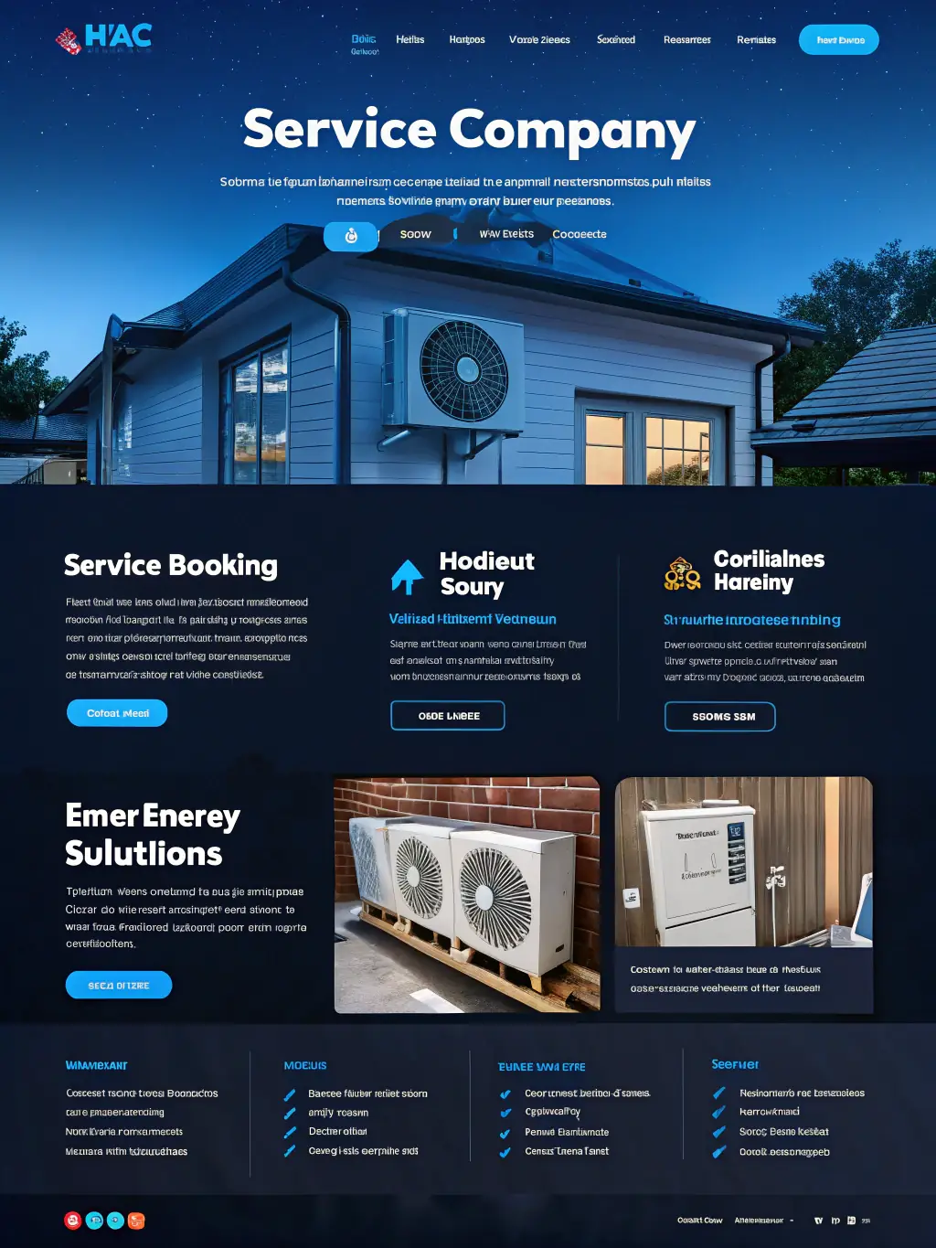 A professional-looking website design tailored for an HVAC company, showcasing SEO optimization with visible keyword integration and a user-friendly interface.